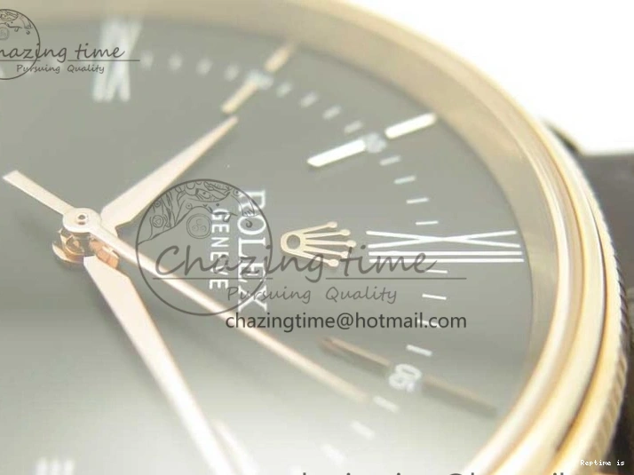 1222 Tailored Cellini Time 50509 RG MKF Best Edition Black Dial Roman Marker on Brown Leather Strap A3132 V 3406